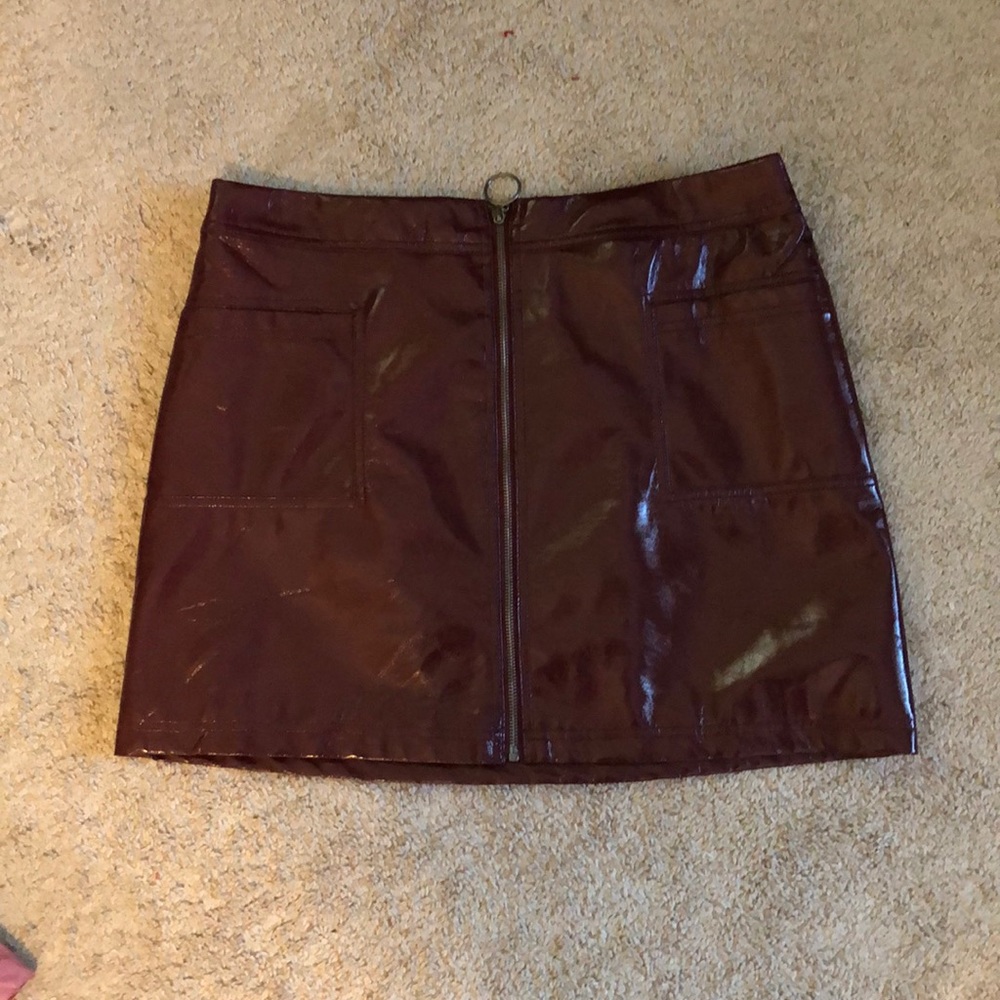 Pleather maroon mini skirt